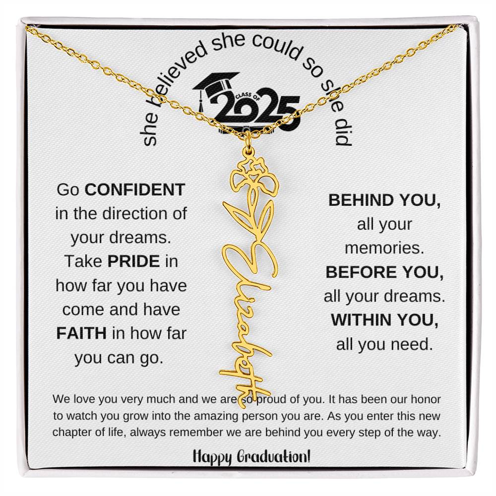 Happy Graduation - Flower Name Necklace
