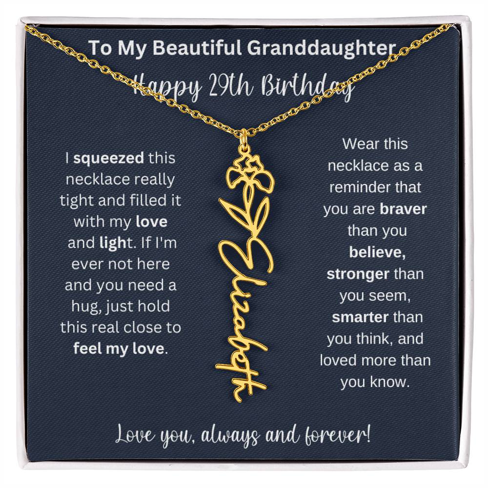 Flower Name Necklace 29th Birthday Necklace Gift To My Granddaughter