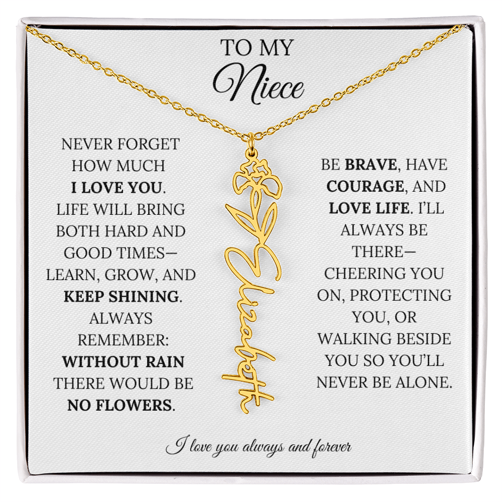 To My Niece | Keep Shining | Flower Name Necklace