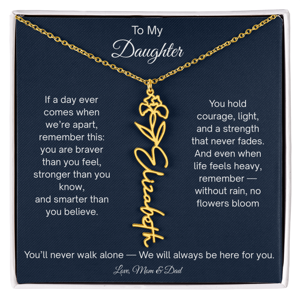 Personalized Daughter Gift - Birth Flower Name Necklace