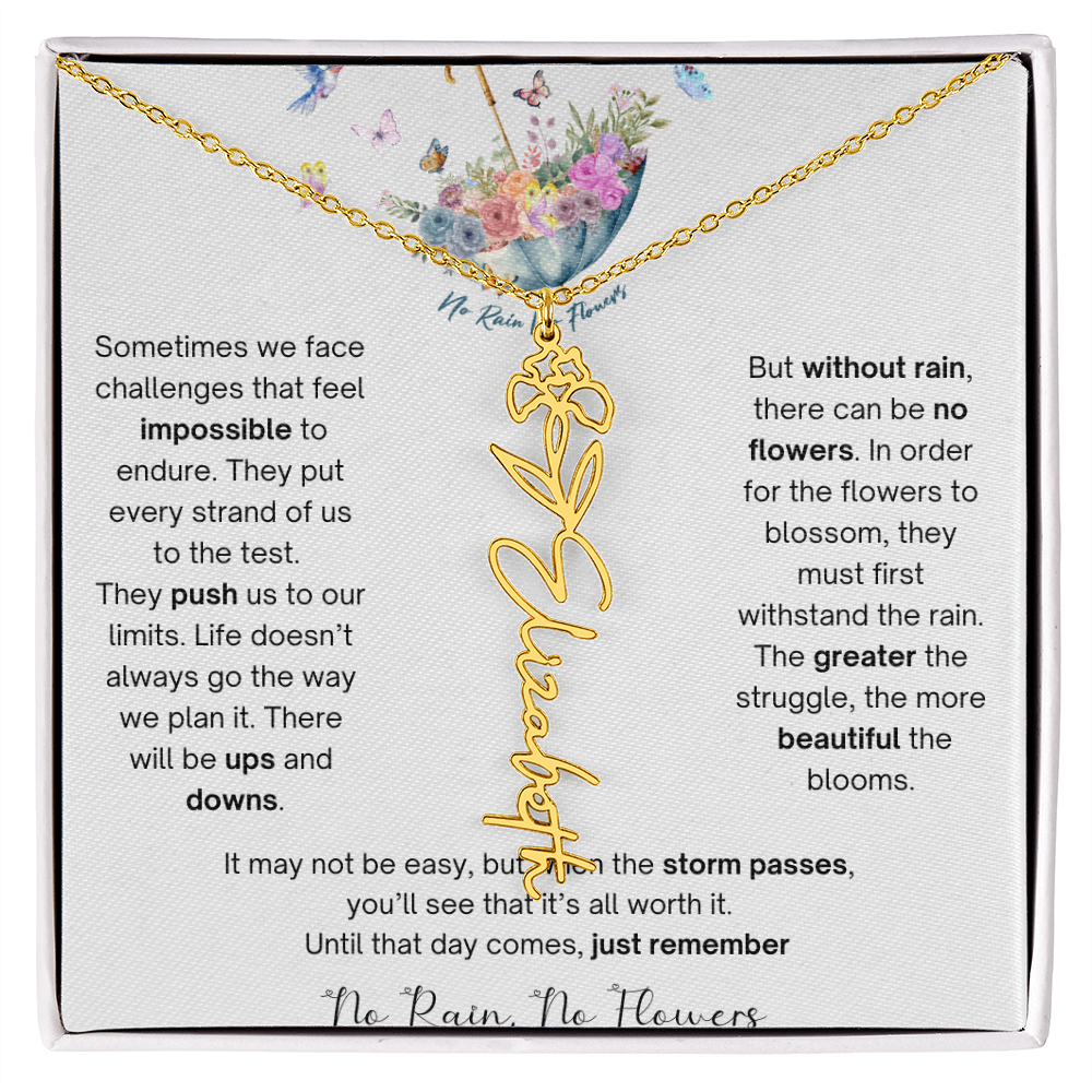 No Rain No Flowers 3 - Flower Name Necklace