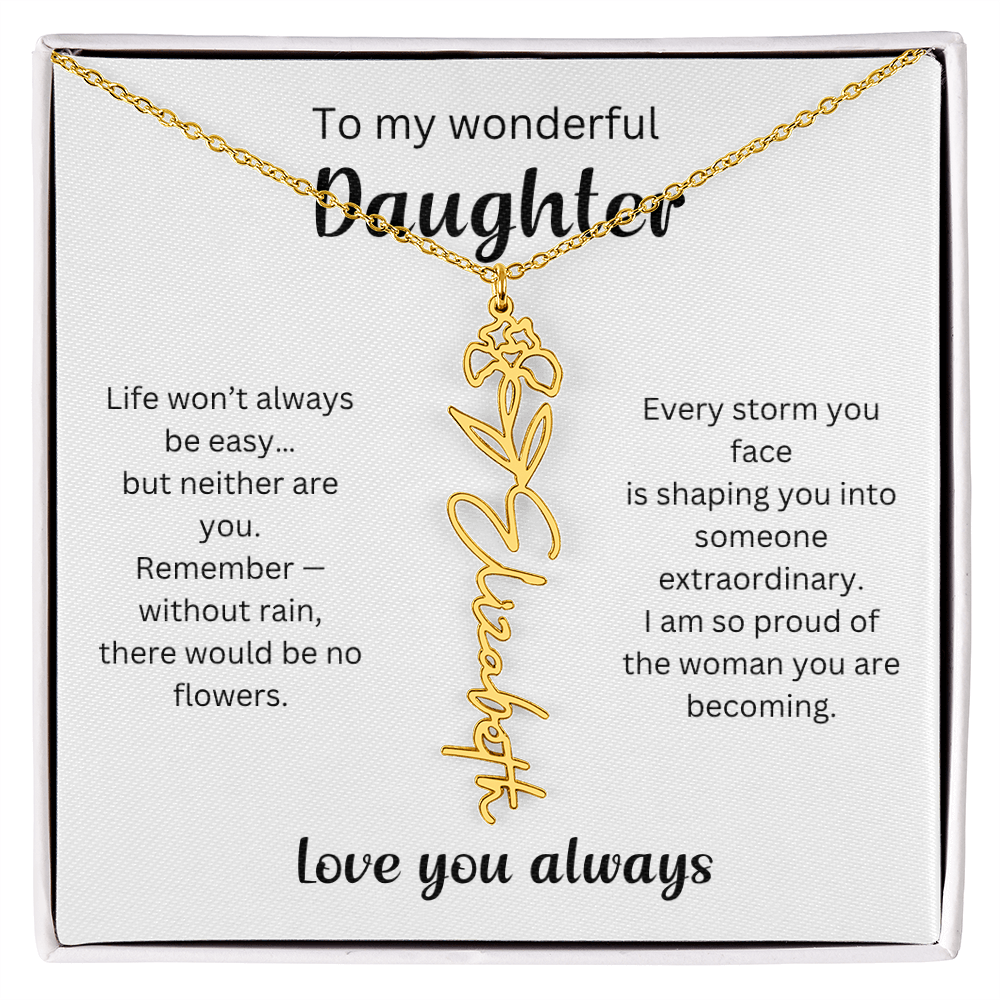 Emotional Gift for Daughter - Birth Flower Name Necklace 2