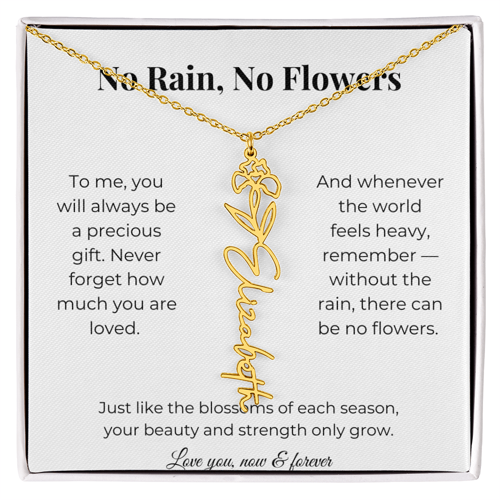 No Rain, No Flowers | You'll Always Be A Precious Gift | Flower Name Necklace
