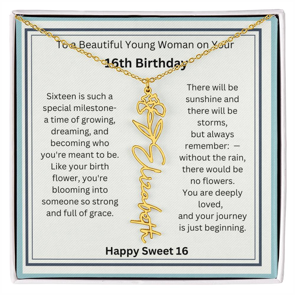 Sweet 16 Birth Flower Name Necklace Gift 2