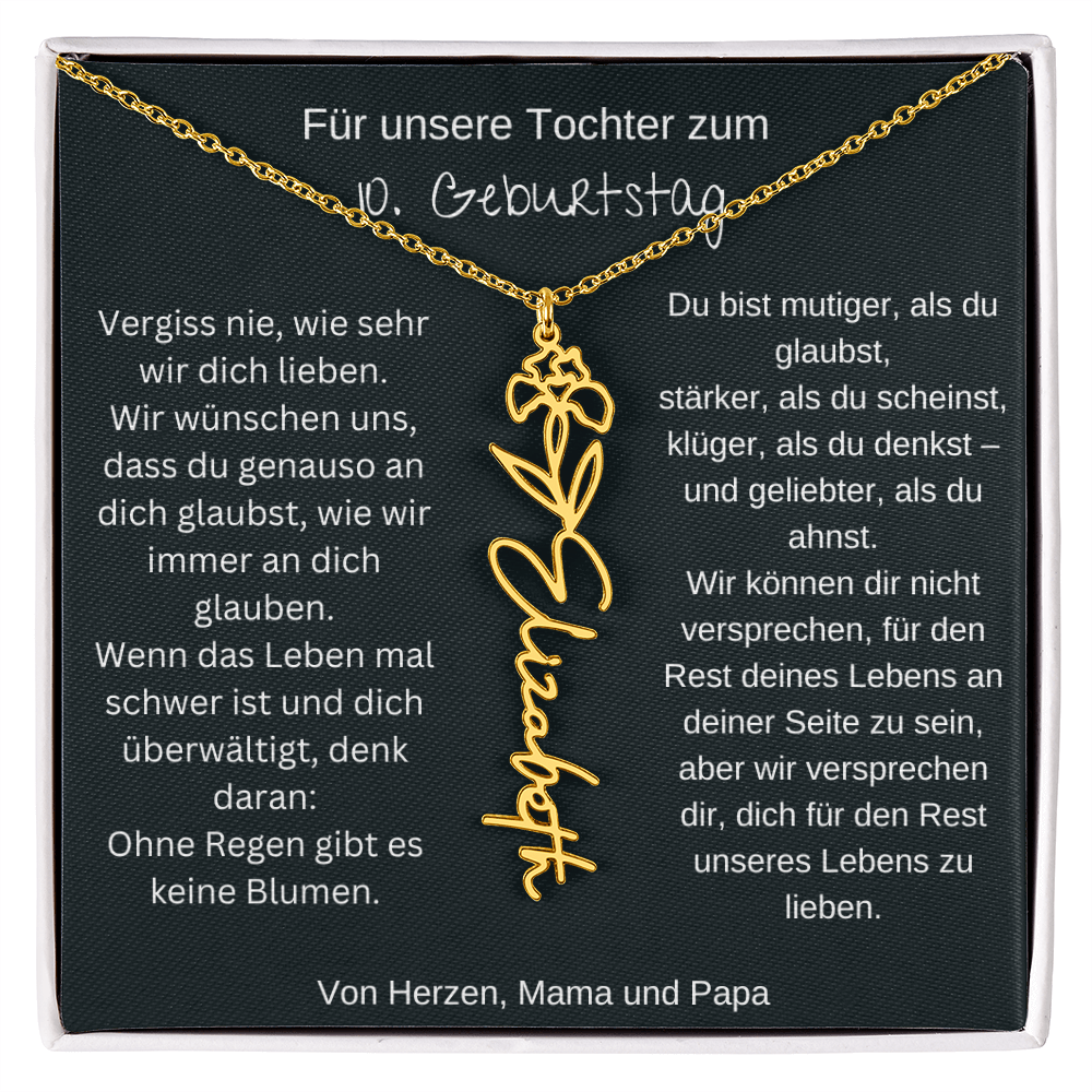 Geschenk zum 10. Geburtstag Tochter Geburtsblumen Namenskette