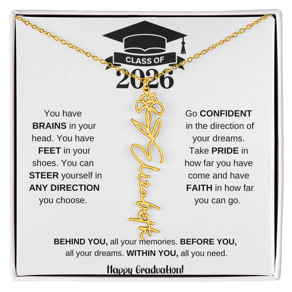 Personalized 2026 Graduation Gift Birth Month Flower Necklace