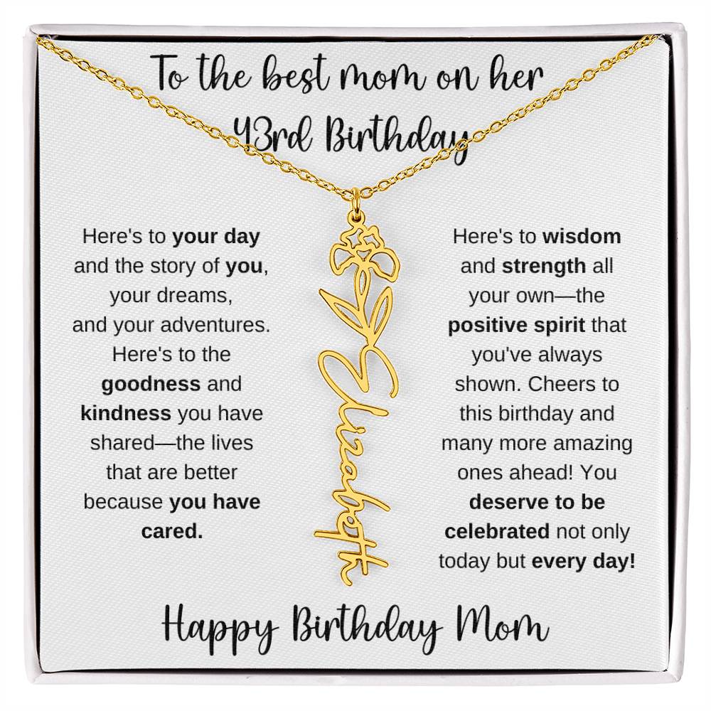 To The Best Mom - Happy 43rd Birthday | Flower Name Necklace
