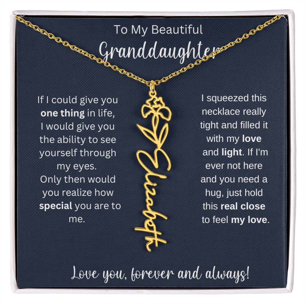 Granddaughter Birthday Present | Flower Name Necklace