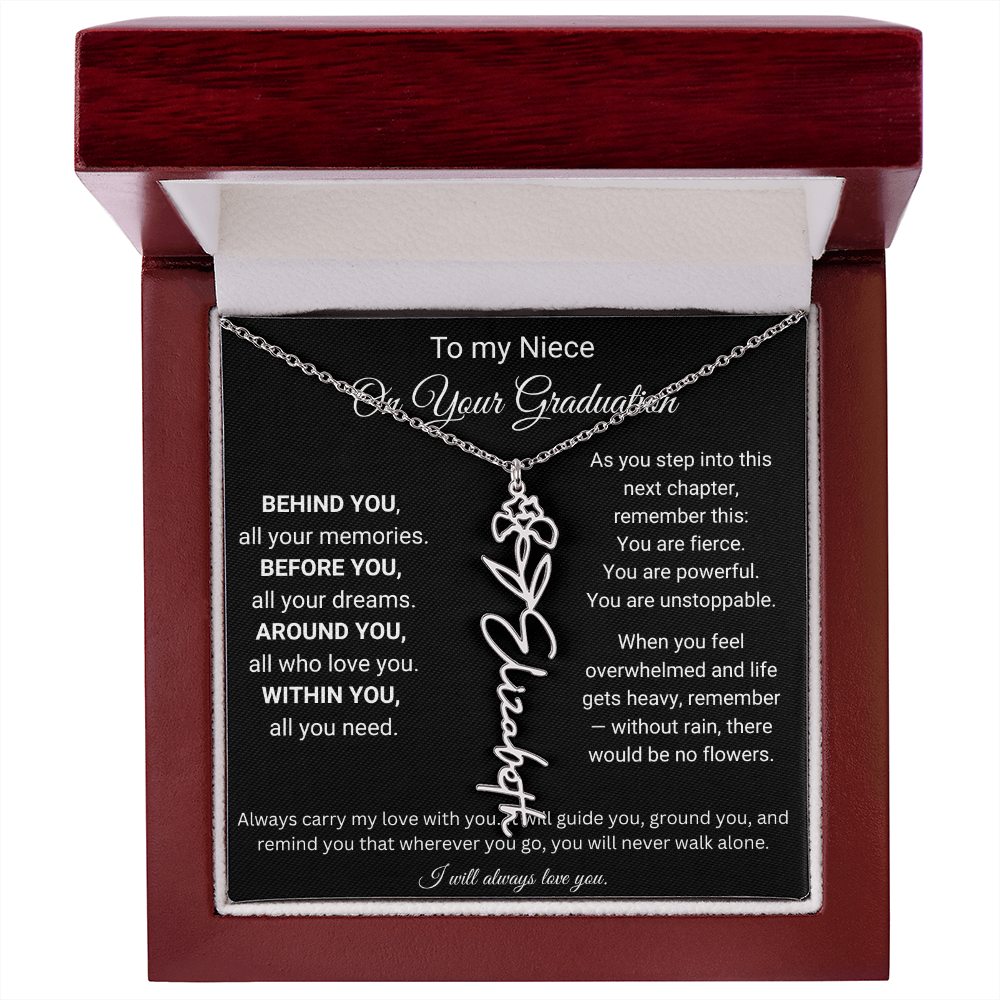 To My Niece On Your Graduation | Flower Name Necklace
