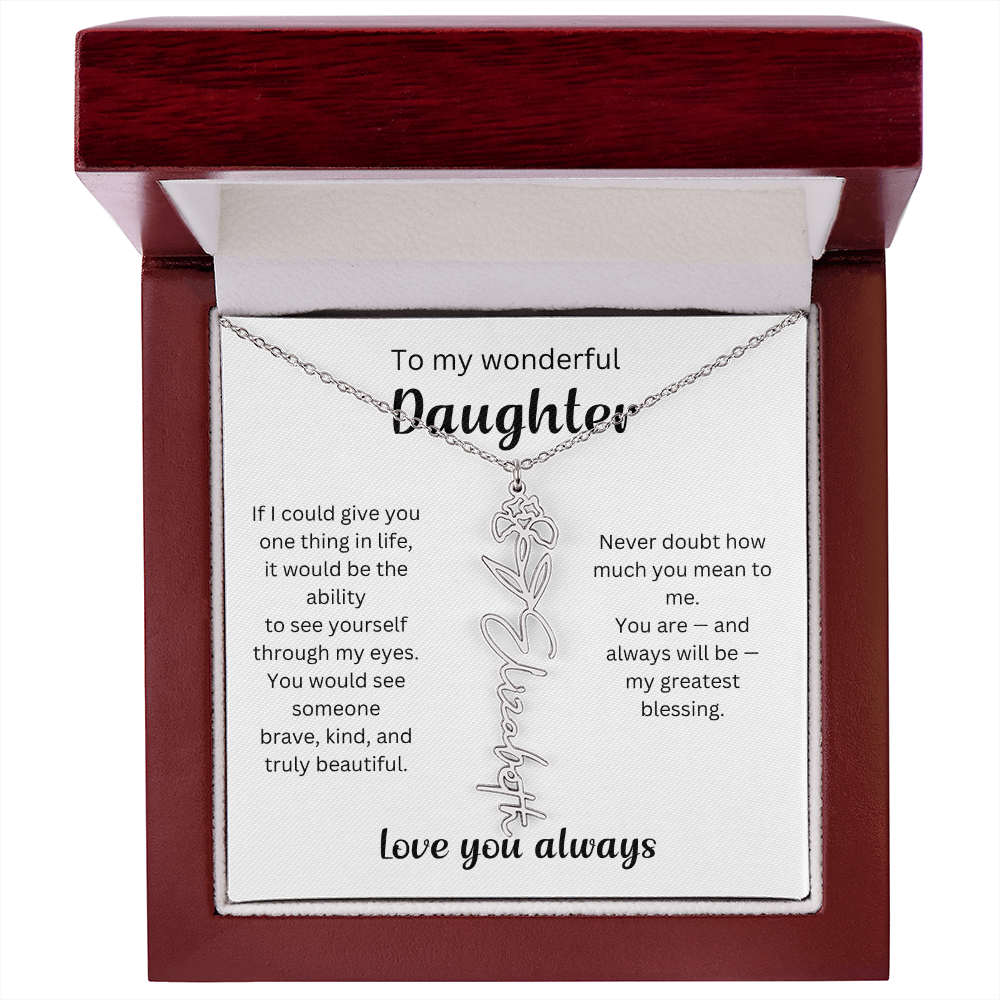 Emotional Gift for Daughter - Birth Flower Name Necklace 3