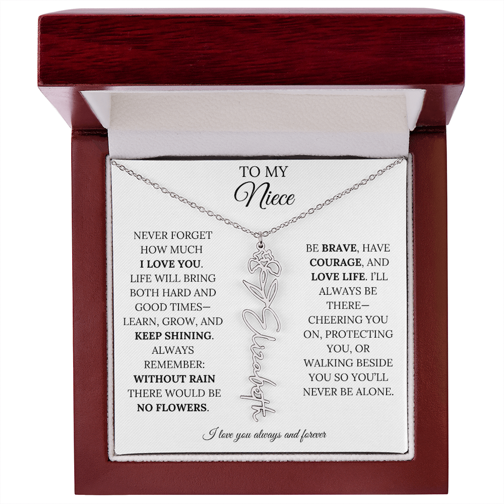 To My Niece | Keep Shining | Flower Name Necklace
