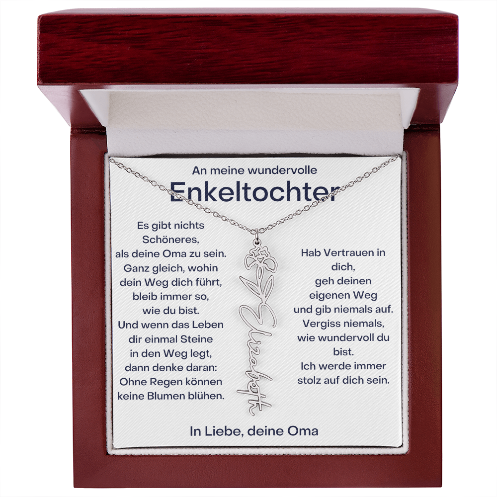 Personalisierte Geburtsblumenkette für Enkeltochter Von Oma