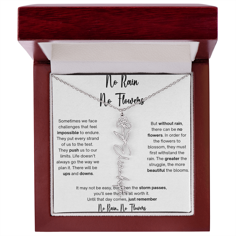 No Rain No Flowers 1 - Flower Name Necklace