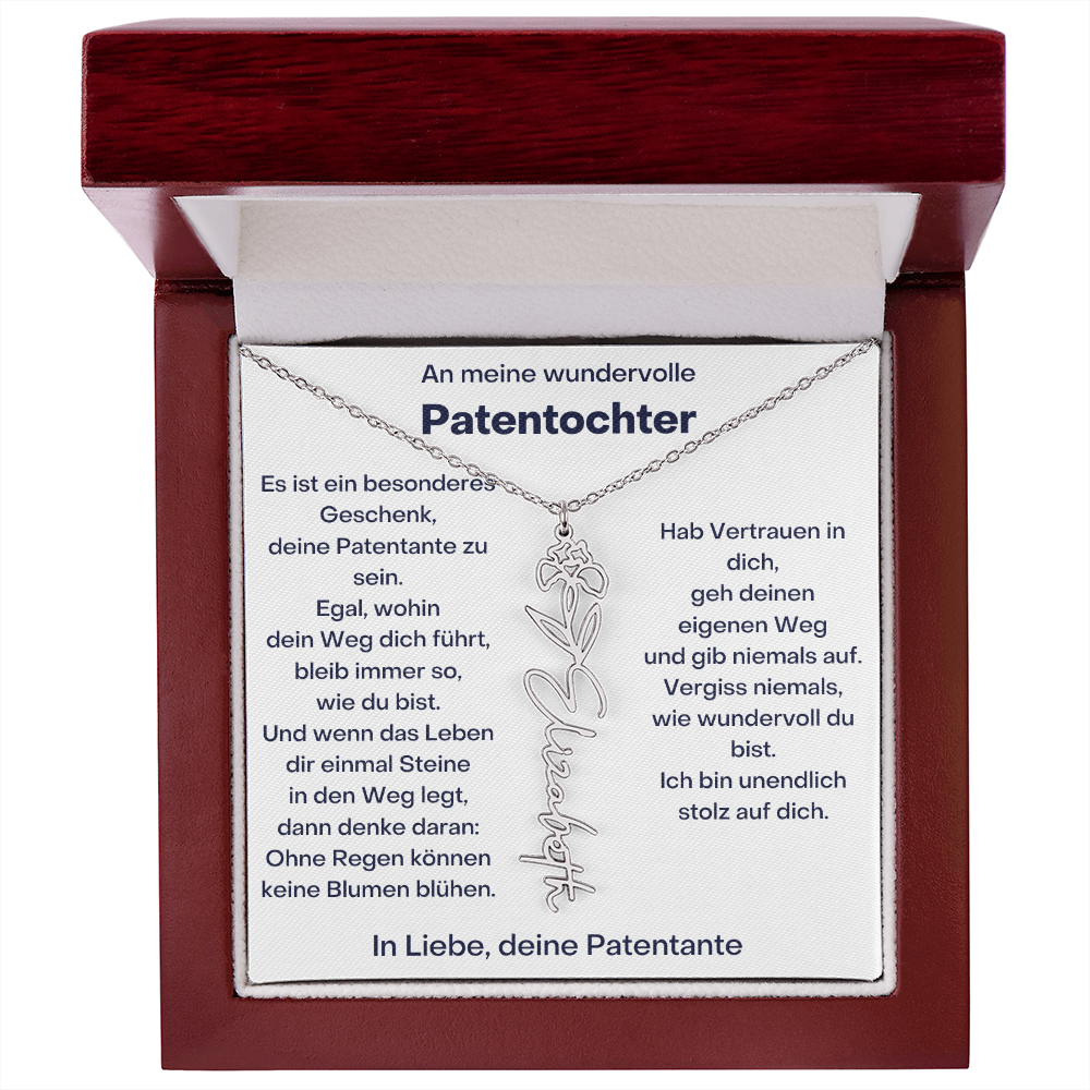 Personalisierte Geburtsblumen Kette Für Patentochter Geschenk von Patentante