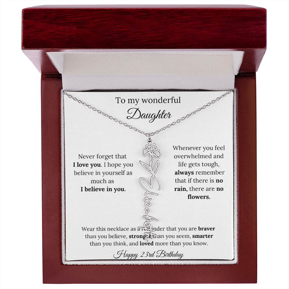 Daughter Jewelry 23rd Birthday Gift - Flower Name Necklace