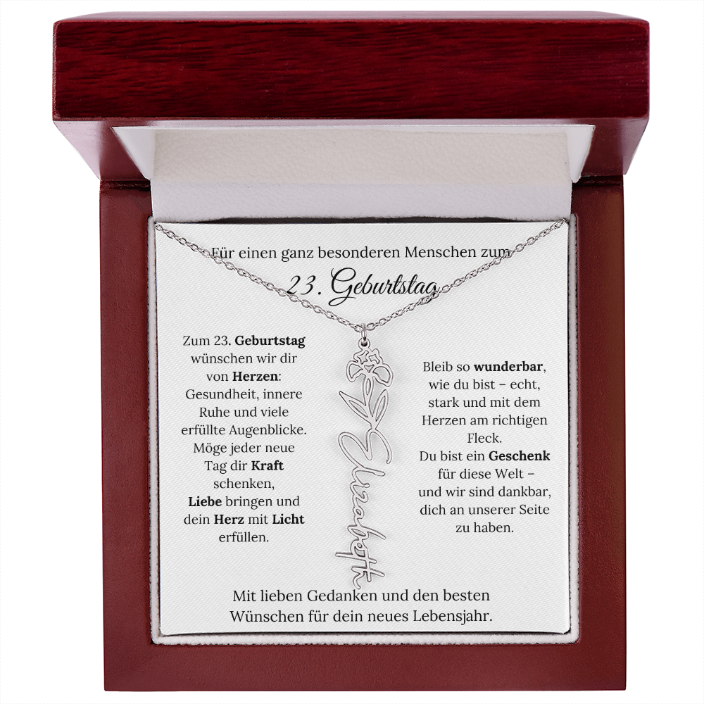 Personalisiertes 23. Geburtstagsgeschenk mit Geburtsblume