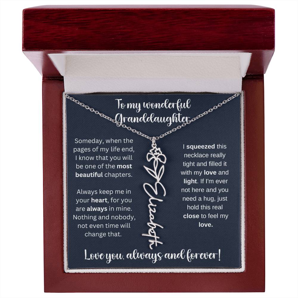 To My Wonderful Daughter Always Keep Me In Your Heart | Flower Name Necklace