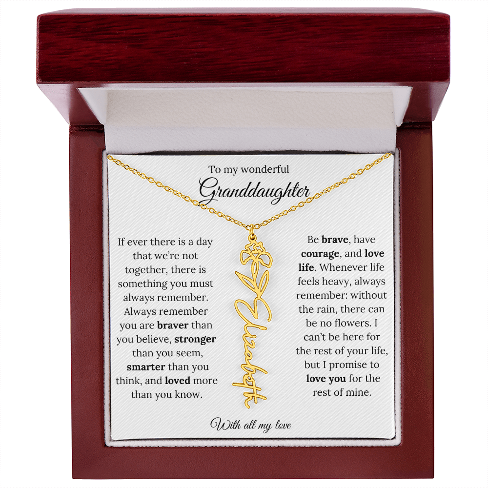 Personalized Birth Flower Name Necklace for Granddaughter