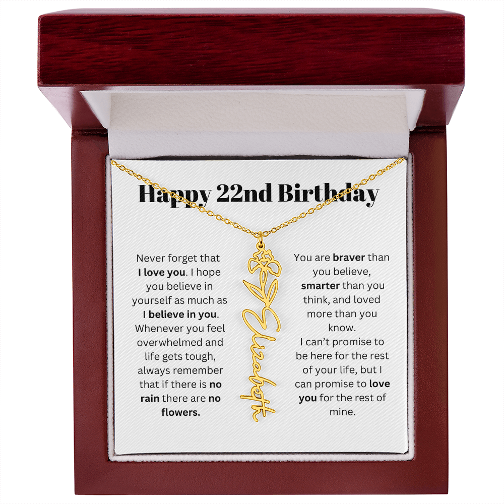 22nd Personalized Birthday Gift for Her - Flower Name Necklace