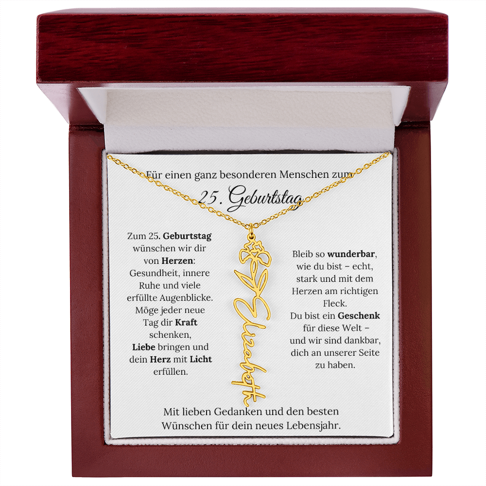 Personalisiertes 25. Geburtstagsgeschenk mit Geburtsblume