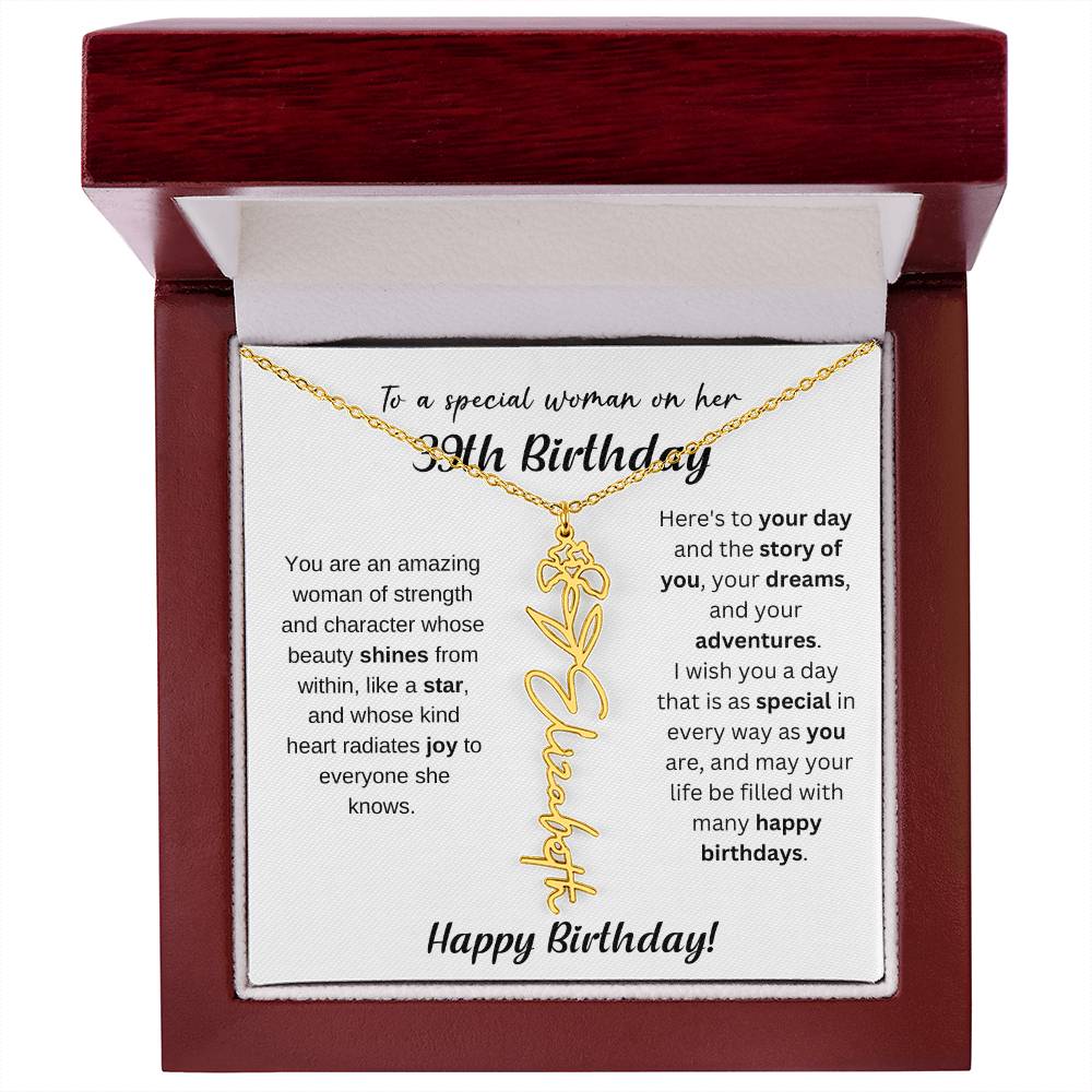 39th Birthday Gift Birthflower Necklace