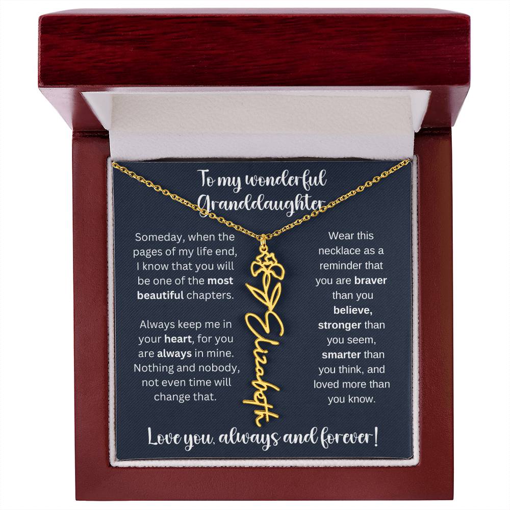 Granddaughter Birth Month Flower Necklace