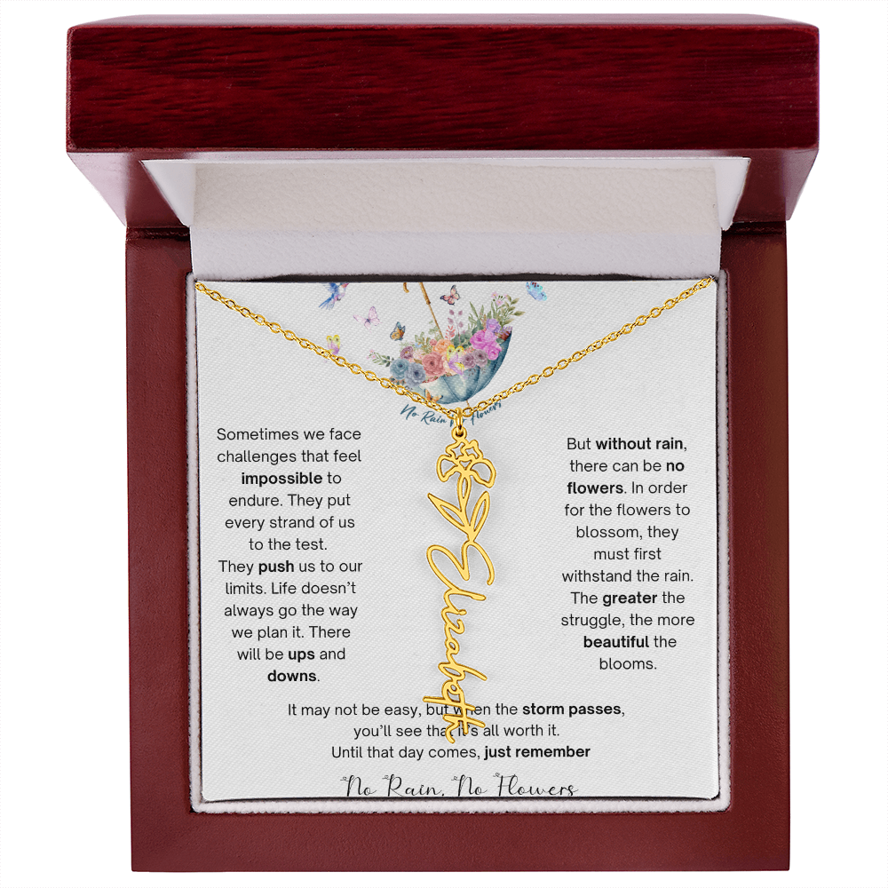 No Rain No Flowers 3 - Flower Name Necklace