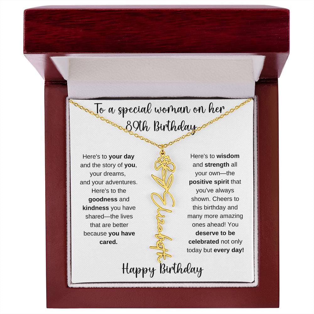 89th Birthday - Flower Name Necklace