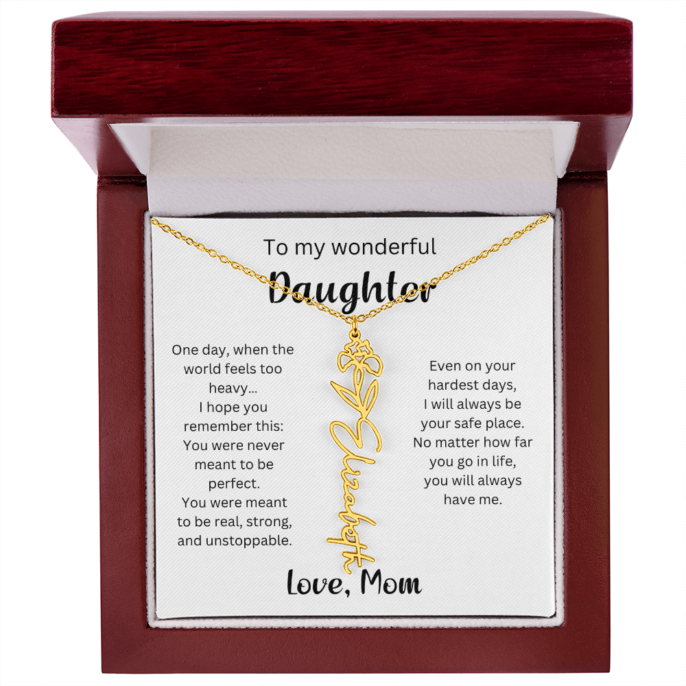 Emotional Gift for Daughter - Birth Flower Name Necklace