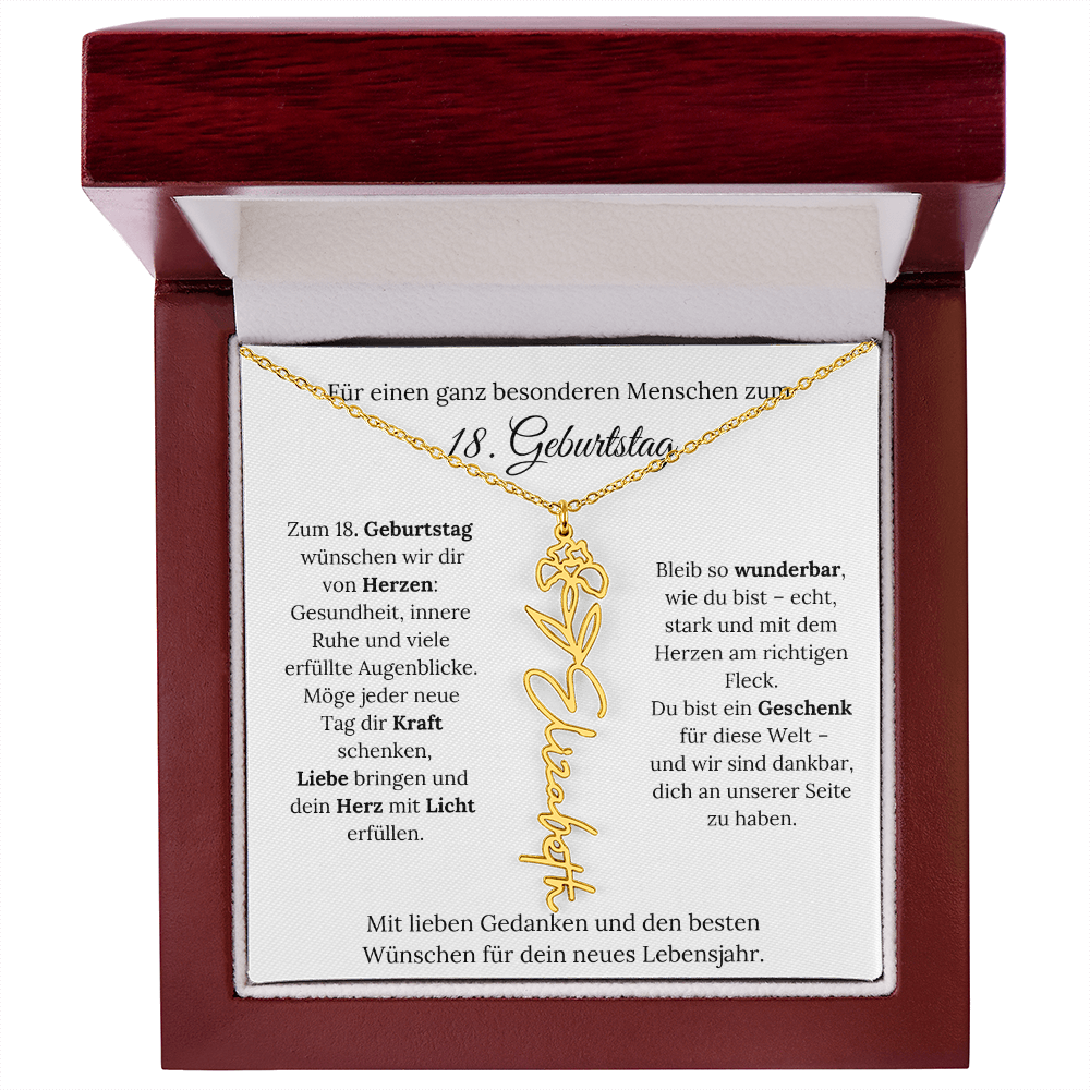 Personalisiertes 18. Geburtstagsgeschenk mit Geburtsblume