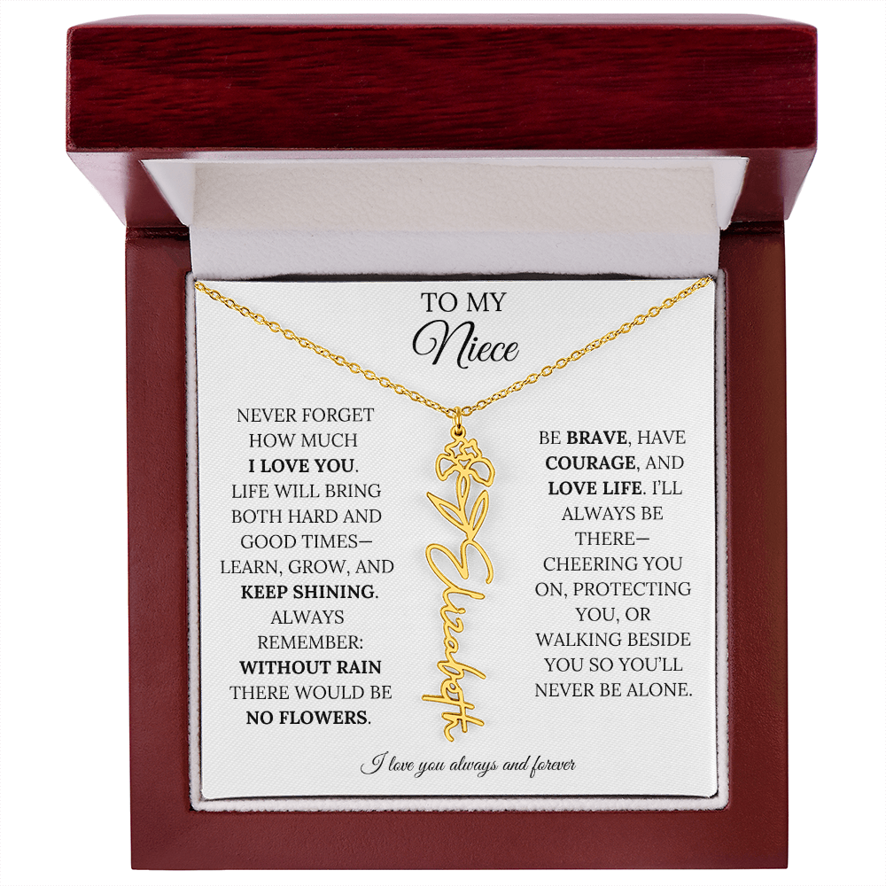 To My Niece | Keep Shining | Flower Name Necklace