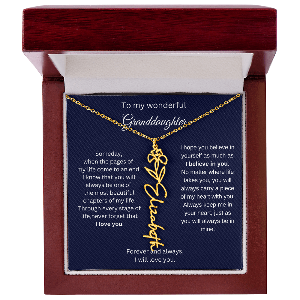 Meaningful Jewelry for Granddaughter - Birth Flower Name Necklace