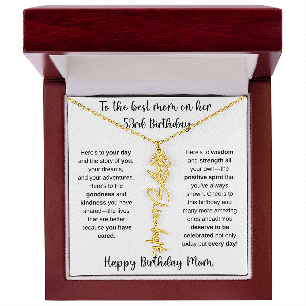 To The Best Mom - Happy 53rd Birthday | Flower Name Necklace