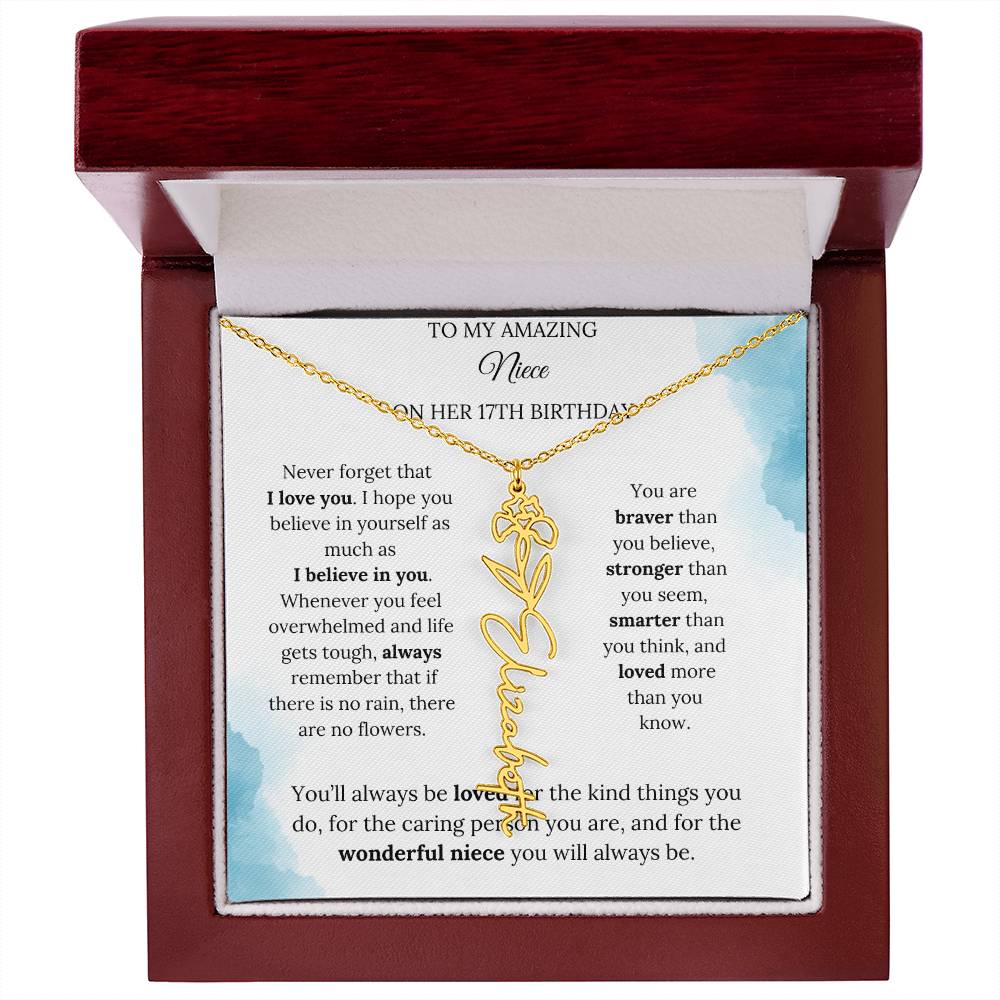 Birth Month Flower Name Necklace for My Niece's 17th Birthday