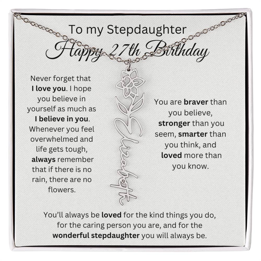 To My Stepdaughter Happy 27th Birthday - Flower Name Necklace