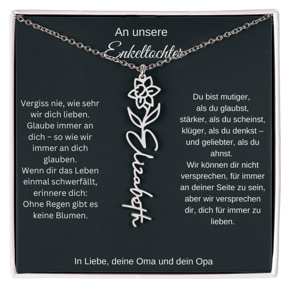 Geburtsblumen Namenskette Enkeltochter