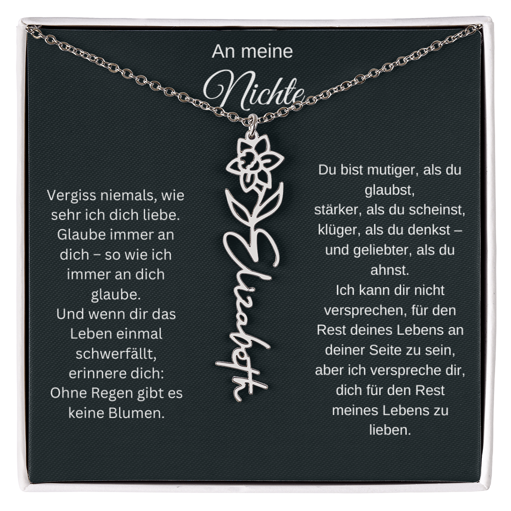 An meine Nichte Geburtsblume Namenskette mit Gravur Geschenk Geburtstag Weihnachten