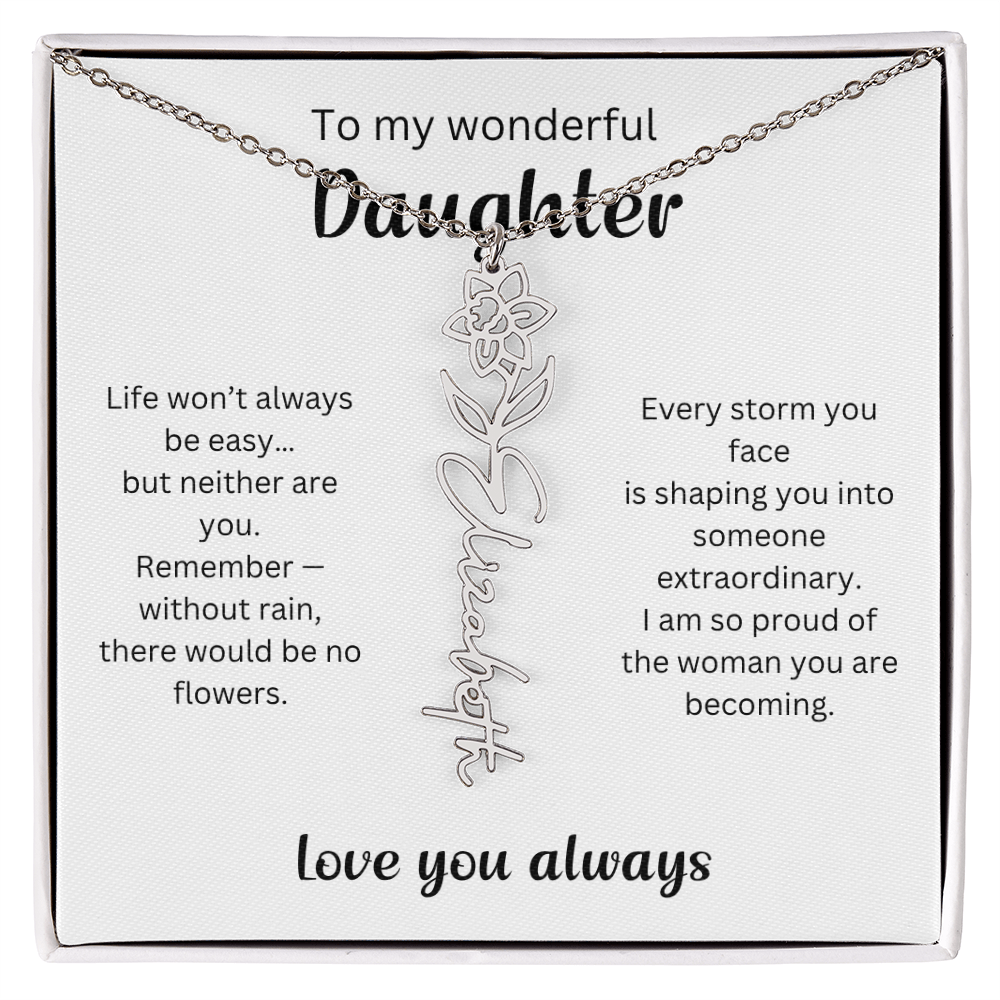 Emotional Gift for Daughter - Birth Flower Name Necklace 2