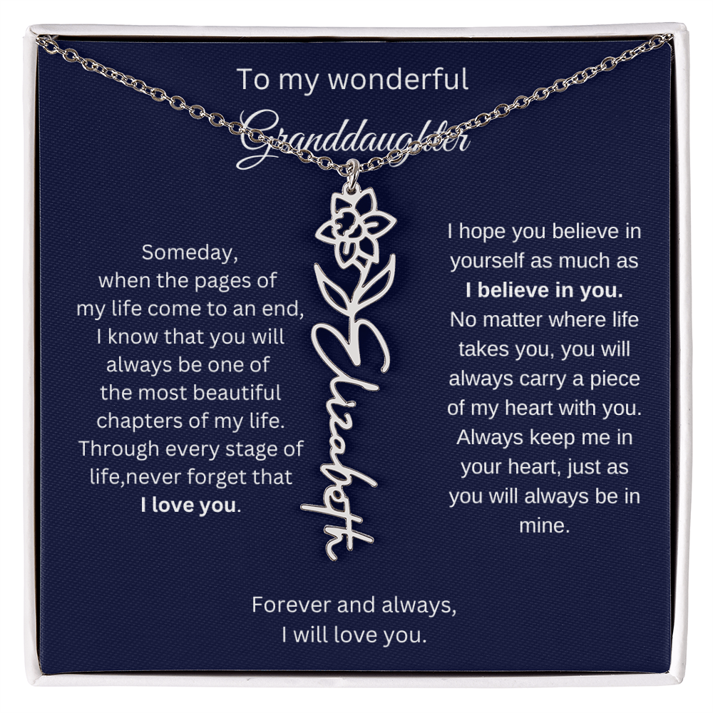 Meaningful Jewelry for Granddaughter - Birth Flower Name Necklace