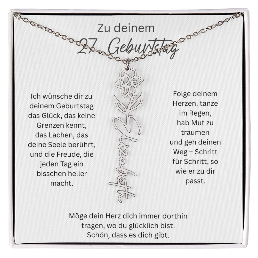 Geburtsblumen Namenskette zum 27 Geburtstag personalisiert Name Kette Gravur Geschenk