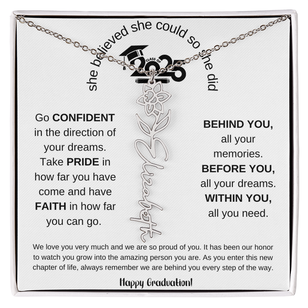 Happy Graduation - Flower Name Necklace