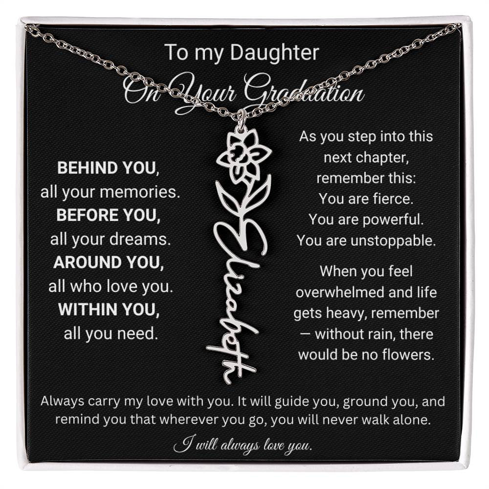 To My Daughter On Your Graduation | Carry My Love | Flower Name Necklace