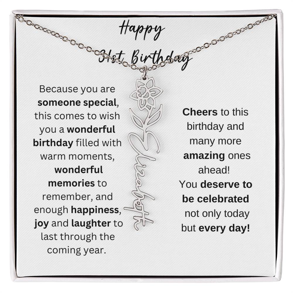 Happy 31st Birthday - Flower Name Necklace