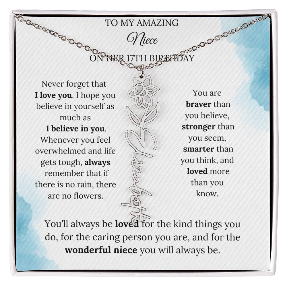 Birth Month Flower Name Necklace for My Niece's 17th Birthday