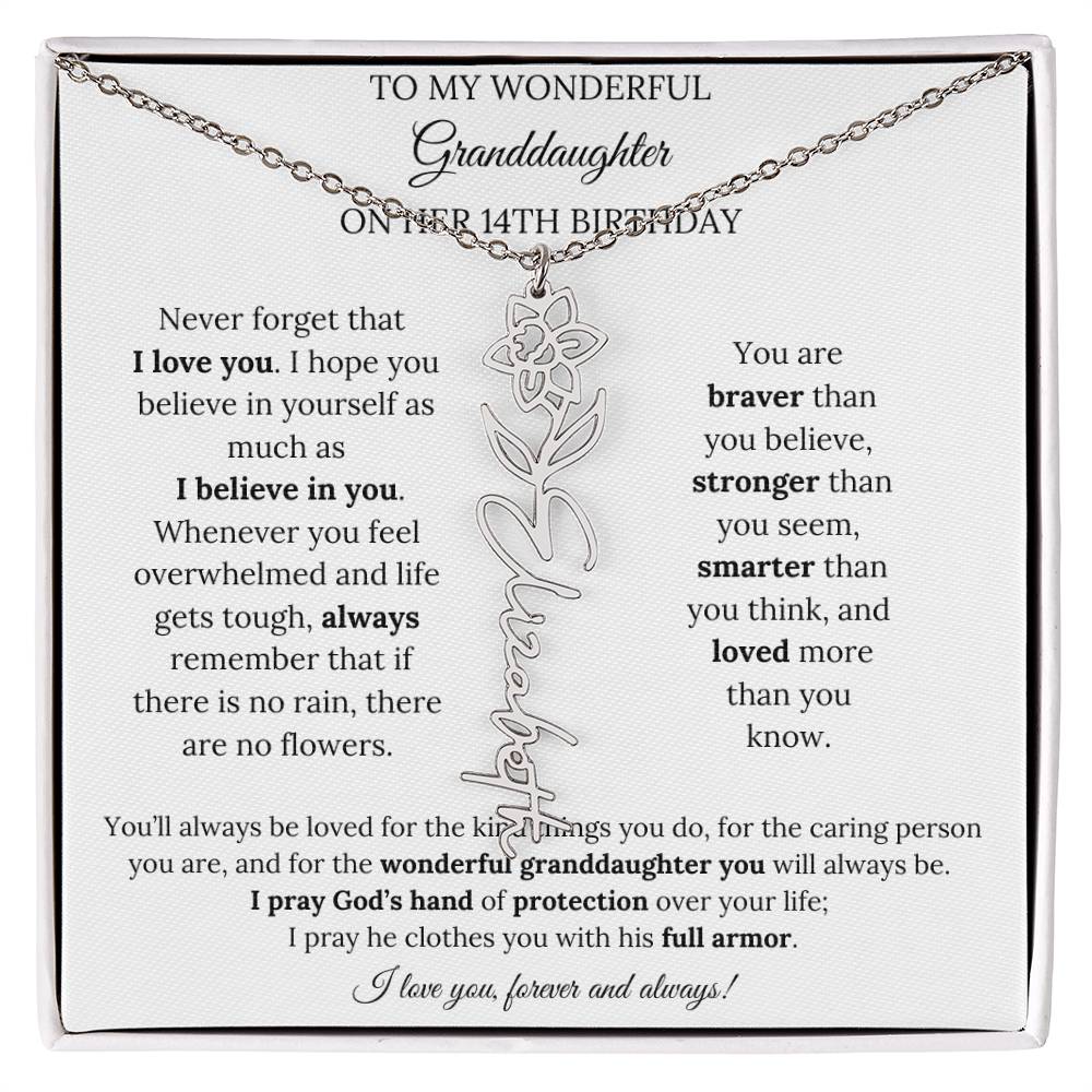 To My Wonderful Granddaughter On Her 14th Birthday - I Love You Forever & Always