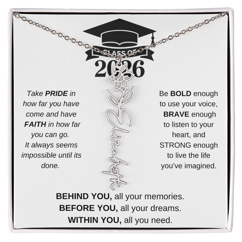 2026 Graduation Jewelry Birthmonth Flower Name Necklace