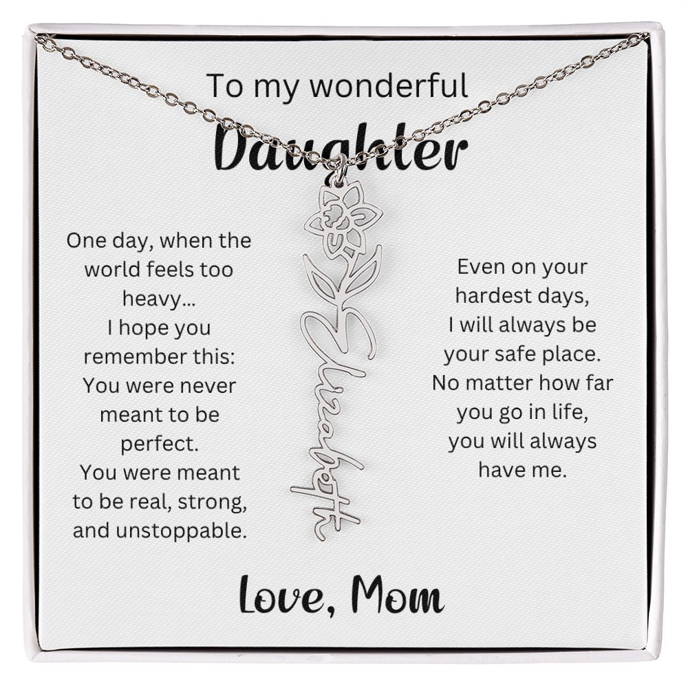 Emotional Gift for Daughter - Birth Flower Name Necklace