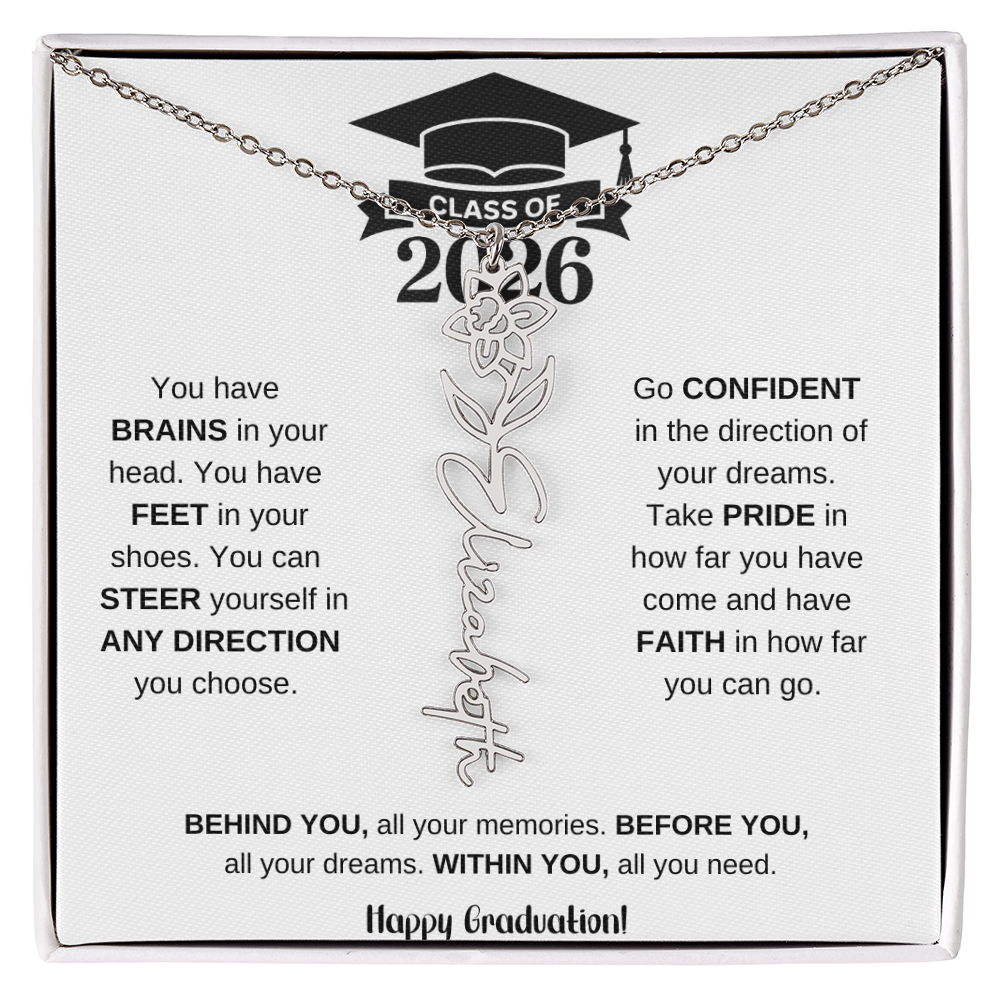 Personalized 2026 Graduation Gift Birth Month Flower Necklace