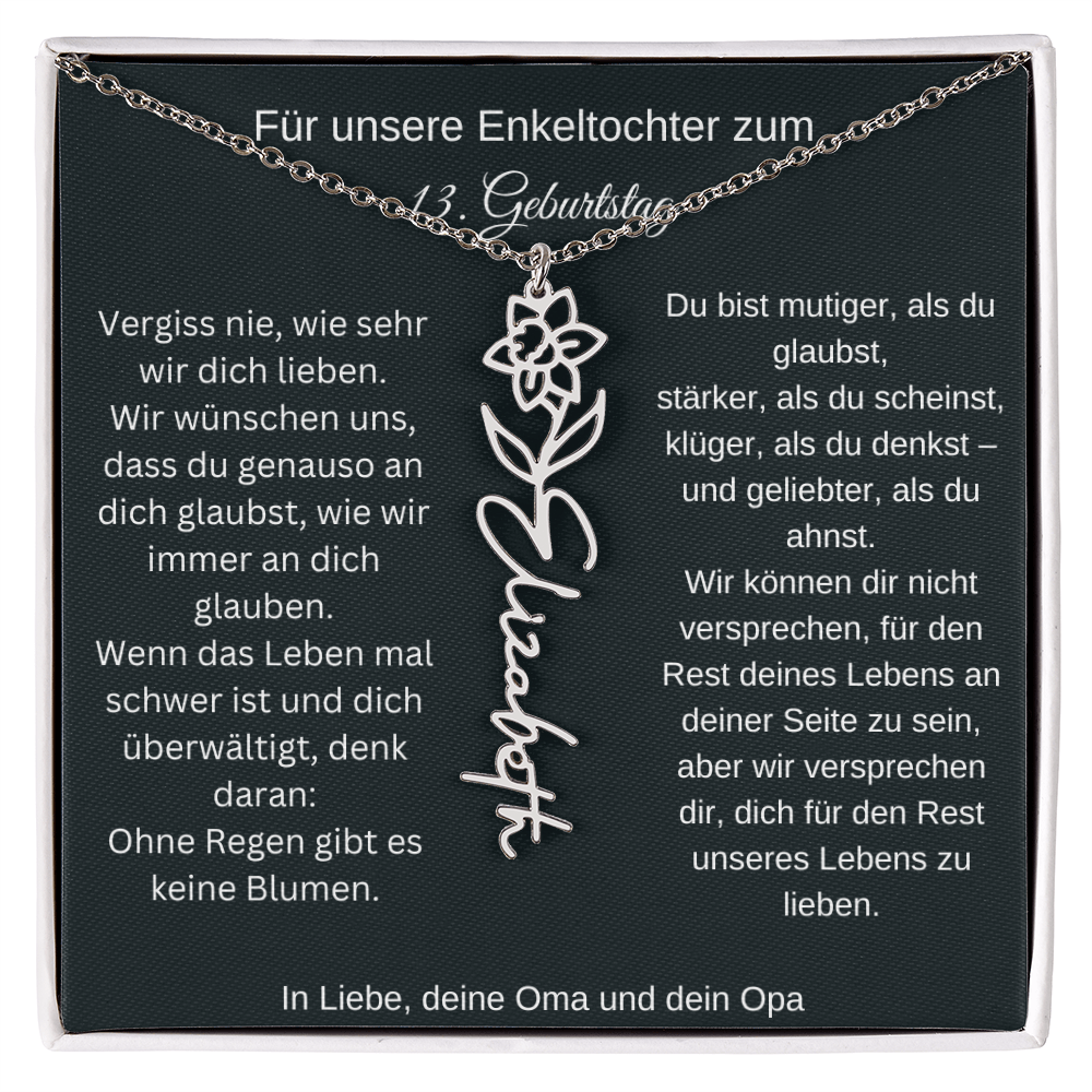 13. Geburtstag Blumen Namenskette