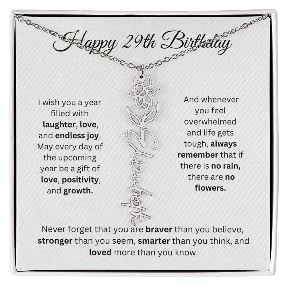 Happy 29th Birthday - Flower Name Necklace